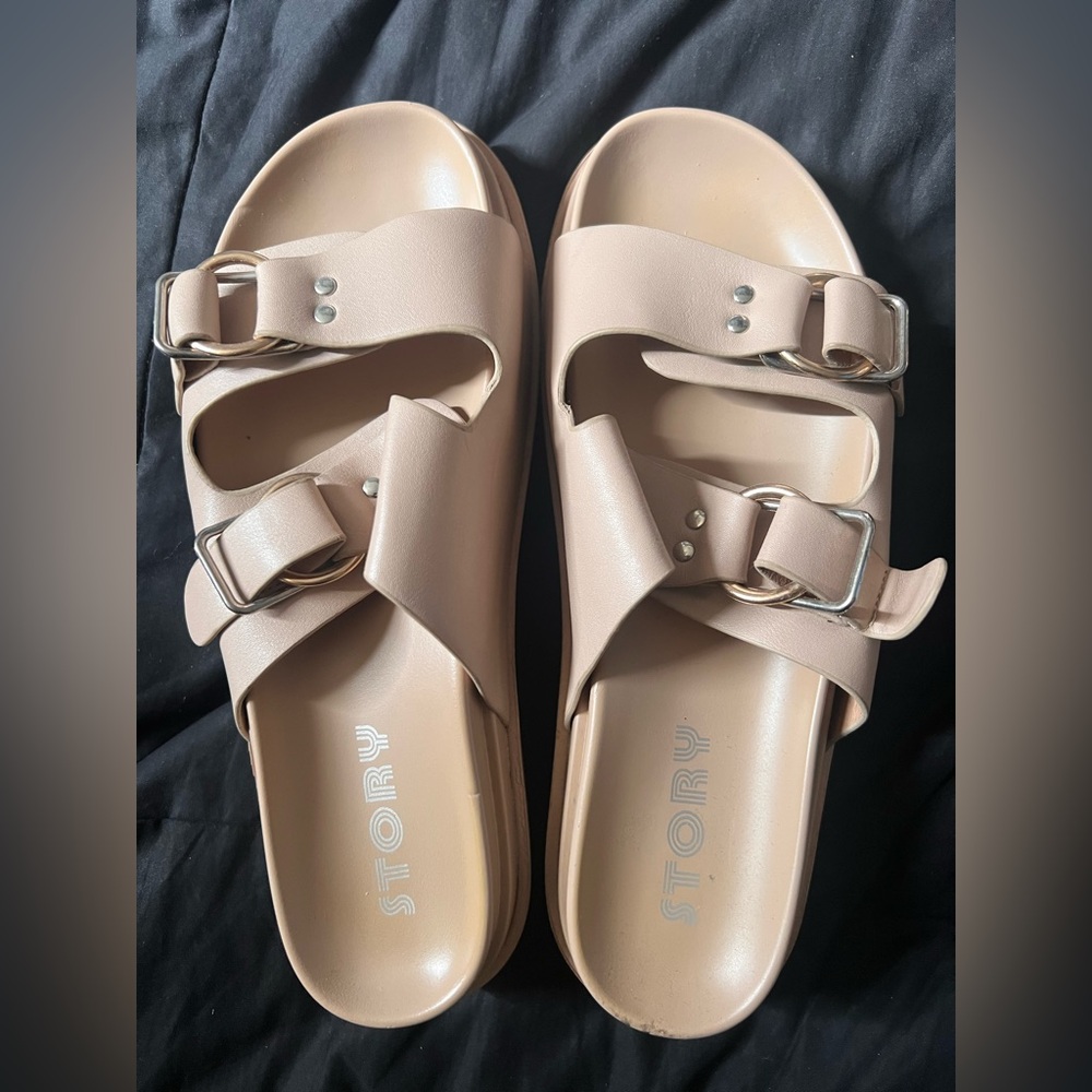 Tan Double Strap Sandals